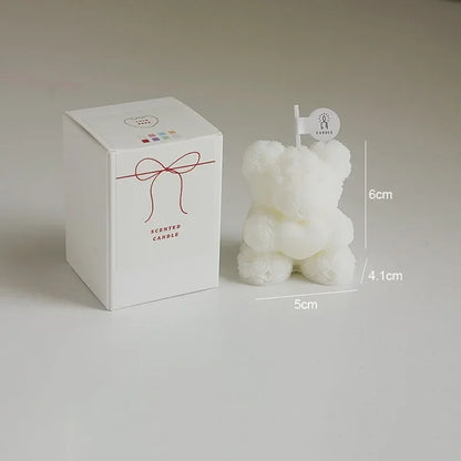 Cute Rose Bear Candle Romantic Cute Soy Wax Aromatherapy Small Scented Relaxing Birthday Wedding Party Gift Home Decor