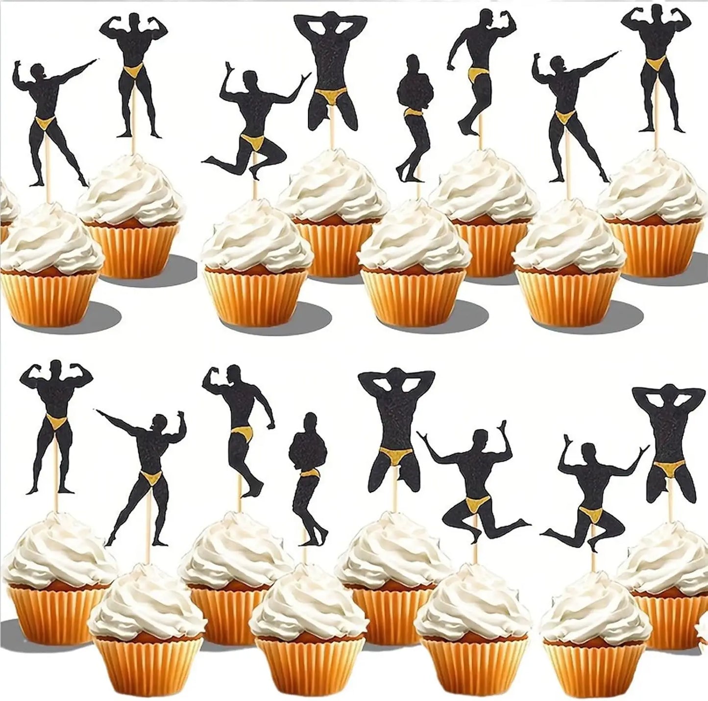 12Pcs Bachelorette Party Cupcake Toppers Beefcake Cupcake Picks Wedding Engagement Bridal Shower Birthday Party Decorations