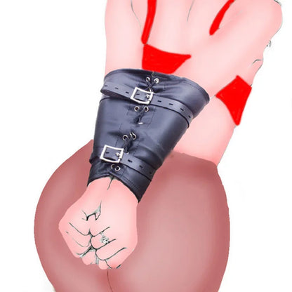 Camisa de fuerza BDSM / Brazalete, Brazalete de cuero de lujo, Guantes de bondage para la espalda, Juguetes sexuales para parejas, Sex Shop