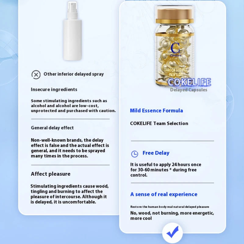 20 Kapseln zur Verzögerung der männlichen Sexualität, Kapsel zur Verzögerung der sexuellen Luststeigerung, für Erwachsene, zur äußerlichen Anwendung, Gleitgel für Männer