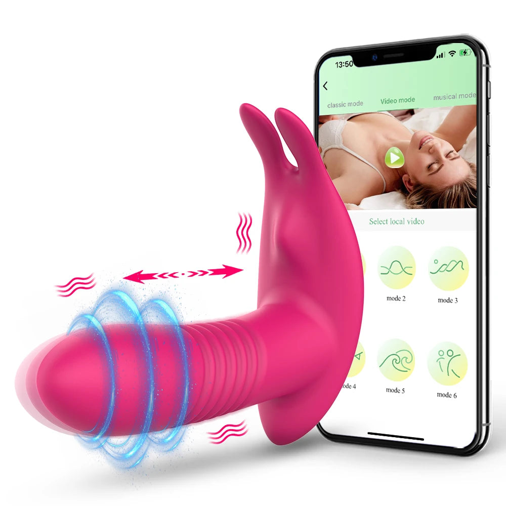 Vibrador vaginal con control por Bluetooth para masturbación femenina, estimulador de clítoris, vibrador portátil, productos eróticos para adultos.