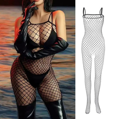 XXXL Einteiler Sexy Dessous Damen Erotische Nachtwäsche Offener Schritt Vollbodystocking Netzstrumpfhose Erotische Dessous Kleidung