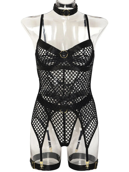 Conjunto de lencería sexy JSY para mujer, ropa interior corporal, camisón de malla transparente, ropa de dormir, lencería erótica, disfraces porno