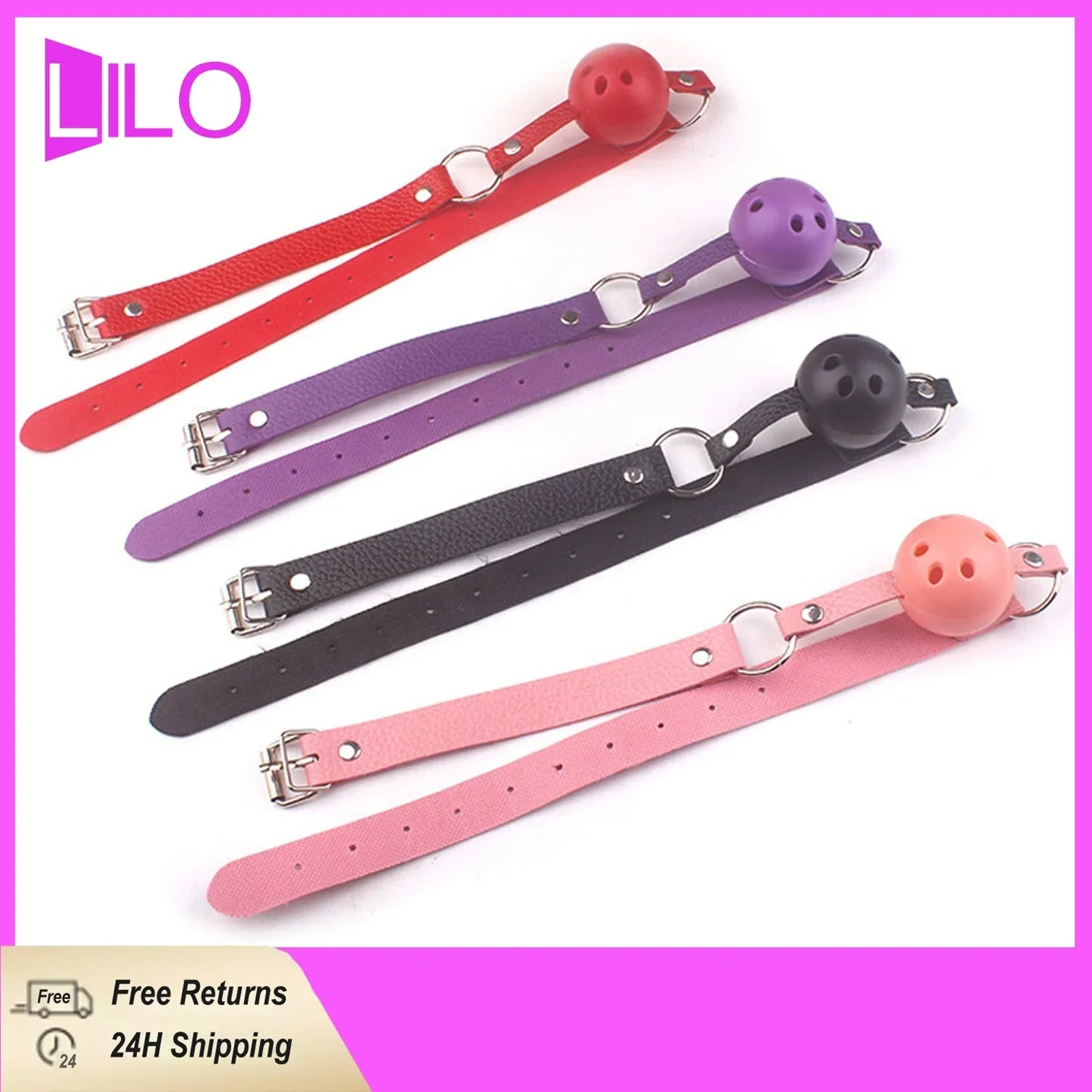 Mordaza de boca ajustable BDSM, bola de cuero sintético para adultos, juego de rol fetiche, accesorios para parejas, juguetes sexuales de bondage