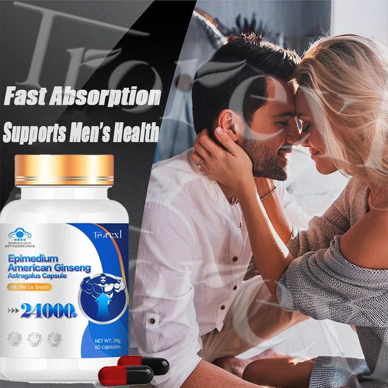 Epimedium Ginseng Capsules Male Power Enlarge Supplement– Huge-Vitalize Pills for Maximum Performance & Pleasure