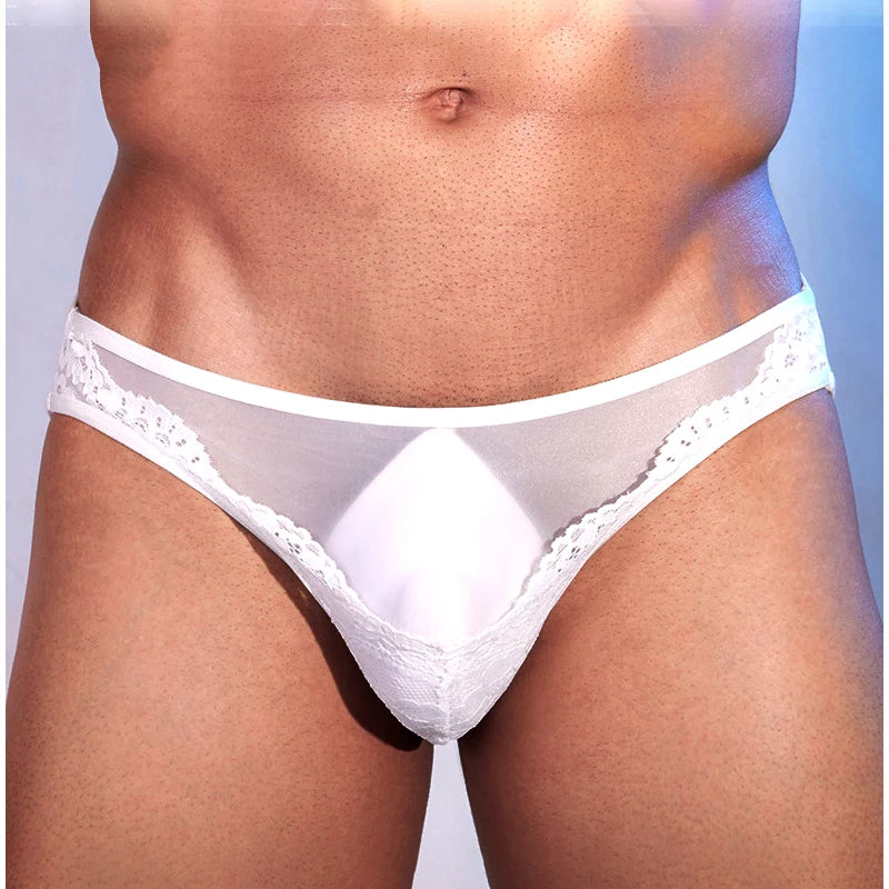 98 Lencería Sexy con entrepierna frontal de encaje Para Hombre, ropa interior fina y transpirable, bragas Sissy GAY, Juguetes Sexuales Para Hombre, lencería masculina