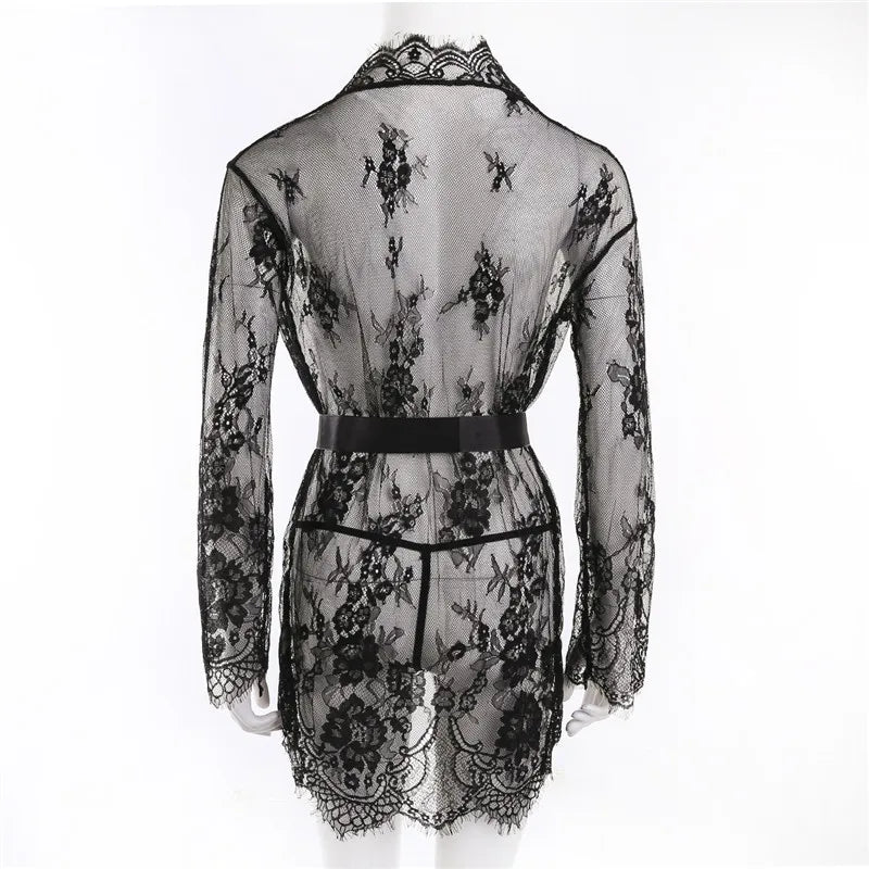 Erotic Underwear Open Crotch Open Bra Lingerie Hollow Deep V Nightdress Sexy Costume Lace Porn Underwear Set