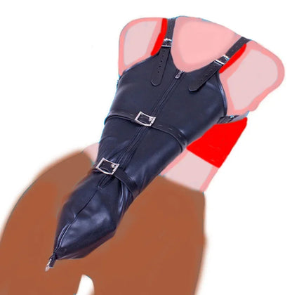 Camisa de fuerza BDSM / Brazalete, Brazalete de cuero de lujo, Guantes de bondage para la espalda, Juguetes sexuales para parejas, Sex Shop