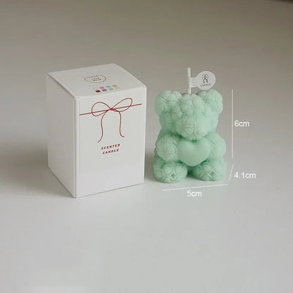 Cute Rose Bear Candle Romantic Cute Soy Wax Aromatherapy Small Scented Relaxing Birthday Wedding Party Gift Home Decor