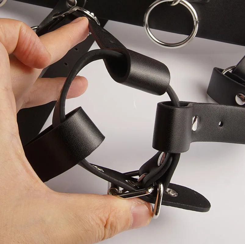 BDSM Leder AV Zauberstab Vibrator Halter Harness Frau, Zwangs Orgasmus Sex Anzug Dessous, Bondage Fesseln, Keuschheitsgürtel, Spiele für Erwachsene