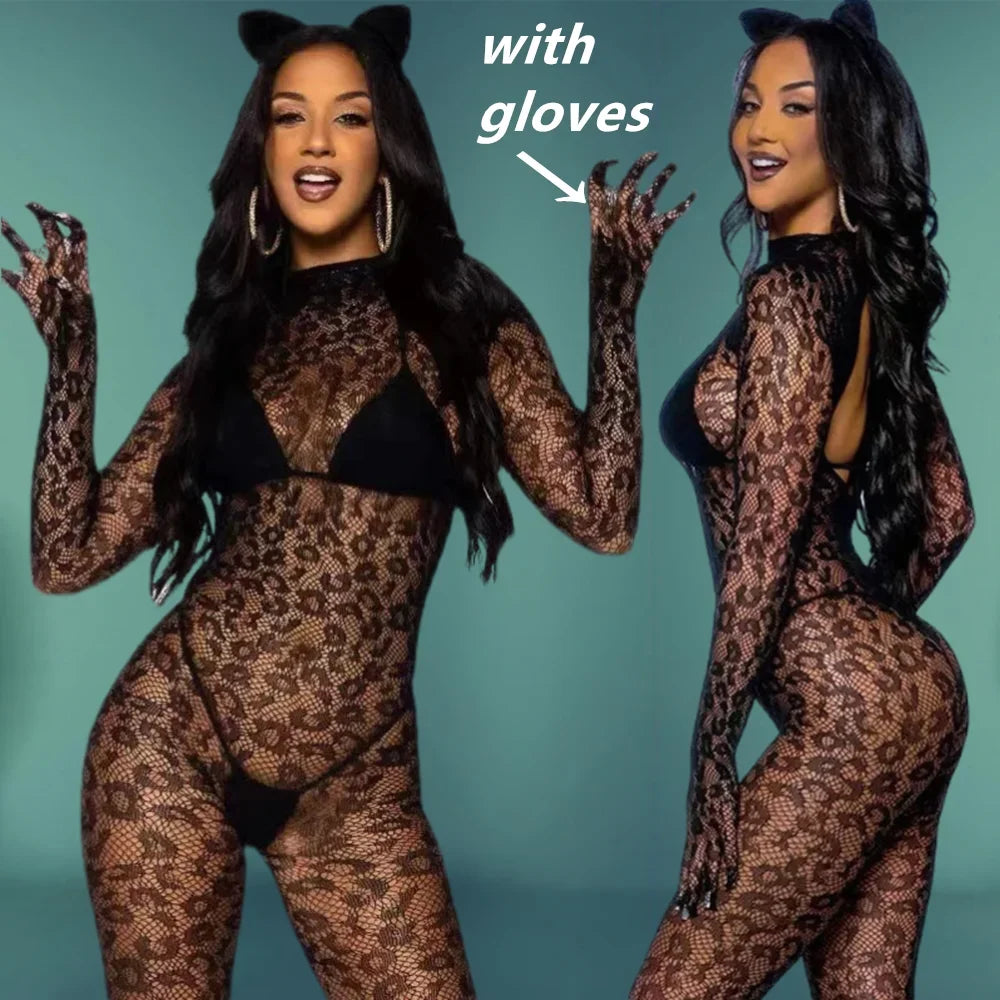 XXXL Einteiler Sexy Dessous Damen Erotische Nachtwäsche Offener Schritt Vollbodystocking Netzstrumpfhose Erotische Dessous Kleidung