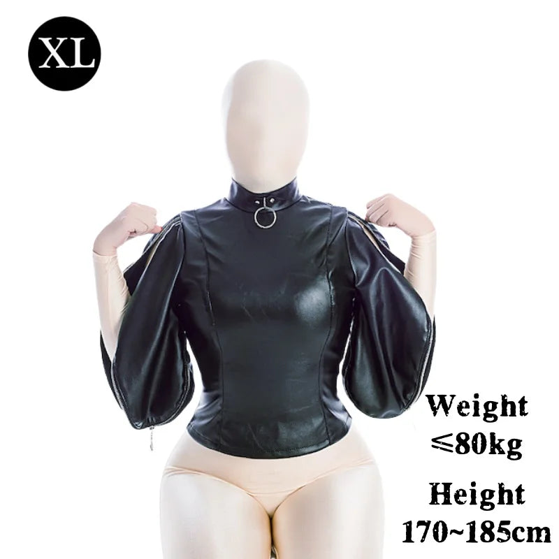 Disfraces sexys de bondage BDSM para adultos con camisola de cuero sintético para la parte superior del cuerpo, para parejas, juegos de rol de esclavos, juguetes sexuales.