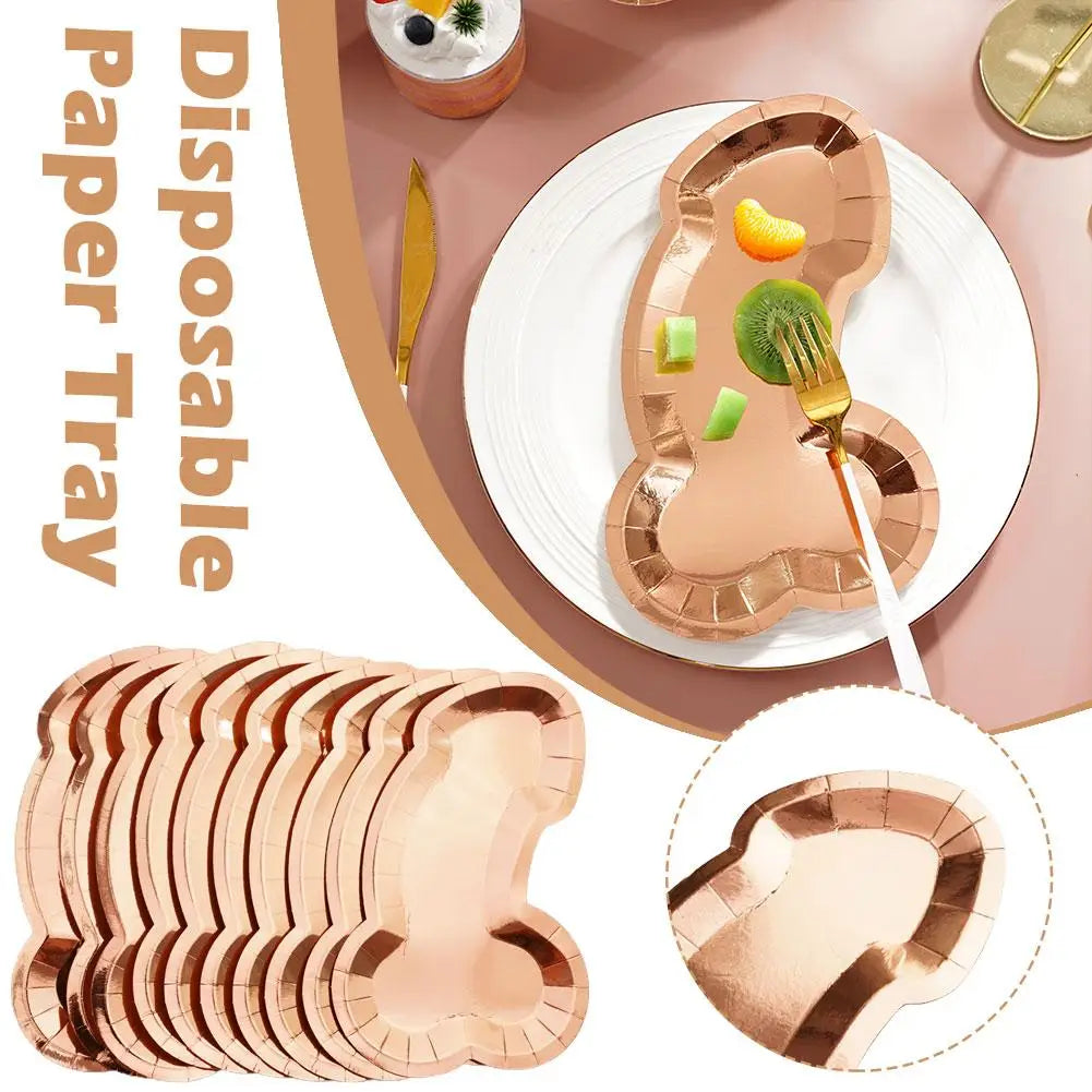 25Pcs Penis Paper Plates Funny Tableware Bachelorette Shower Gift Accessories Night Hen Bridal Wedding Party Supplies Party H0X8
