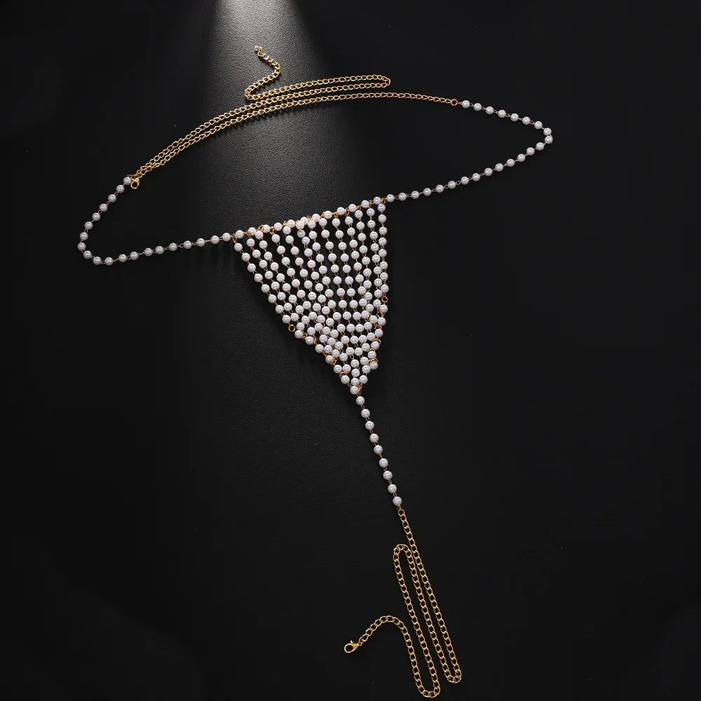 Stonefans New Rave Perle Schmuck Zubehör Taille Kette Mode 2025 Sommer Club Sexy Tanga Höschen G String Bikini Frauen Geschenk