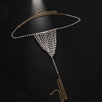 Stonefans New Rave Perle Schmuck Zubehör Taille Kette Mode 2025 Sommer Club Sexy Tanga Höschen G String Bikini Frauen Geschenk