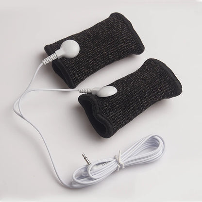 BDSM Elektroschock Leitfähige Faser Penishülle E-Stim Hodensackringe Elektrisches Spiel Penistherapie Vergrößerung Männliche Sexprodukte