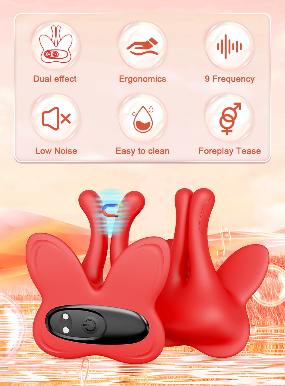 Vibrierende Nippelklemmen, Vibrator, Nippelstimulation mit 9 Vibrationsmodi, BDSM, Sexspielzeug für Erwachsene, für Frauen, Paare, Vergnügen