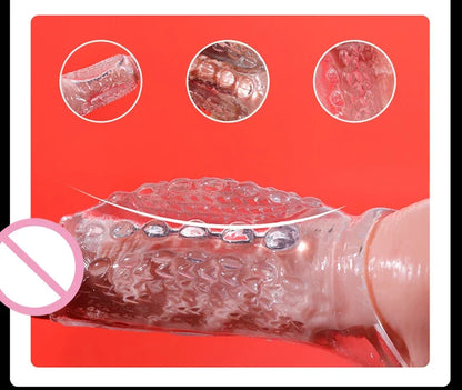 Juguetes sexuales para alargar el pene, extensor de anillo para pene, funda reutilizable, preservativos, productos para adultos, herramienta erótica para parejas.