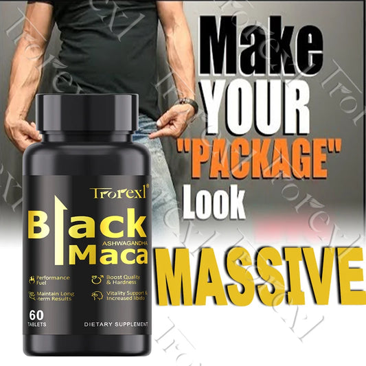 Maca negra natural para potenciar la erección, suplementos para aumentar el volumen y la fuerza masculina, cápsula de máxima resistencia para hombres.