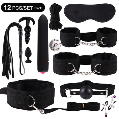 BDSM Sexy Kits Plüsch Sex Bondage Gear Handschellen Sex Spiele Peitsche Knebel Spielzeug für Erwachsene Exotisches Zubehör Sexspielzeug für Paarzubehör