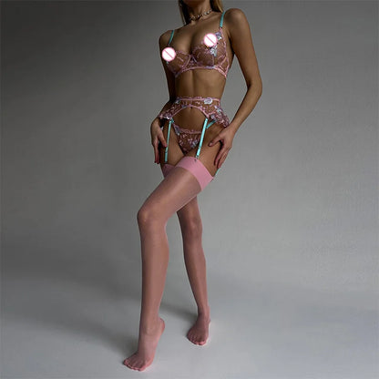 Hot Sexy dessous Bestickte patchwork riemen erotische dessous erotische dessous set Fantasie kleidung sexy heiße unterwäsche frauen xxx