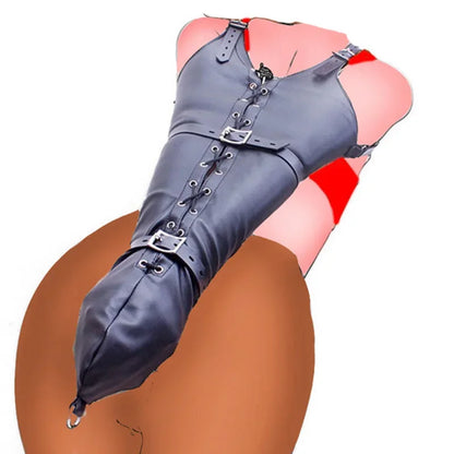 Camisa de fuerza BDSM / Brazalete, Brazalete de cuero de lujo, Guantes de bondage para la espalda, Juguetes sexuales para parejas, Sex Shop