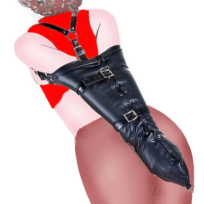 Camisa de fuerza BDSM / Brazalete, Brazalete de cuero de lujo, Guantes de bondage para la espalda, Juguetes sexuales para parejas, Sex Shop