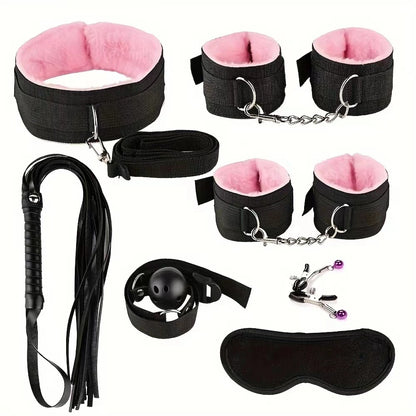 Sex Toy BDSM Kits Plush Bondage Set Handcuffs Sex Games Whip Gag Nipple Clamps Toys For Couples Exotic Accessories No Vibrator