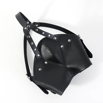 Máscara de cuero con capucha para SM, arnés de bondage BDSM, mordaza, máscara con bola, mordaza para la boca, fetiche erótico, restricción de esclavos, juguetes sexuales para parejas.