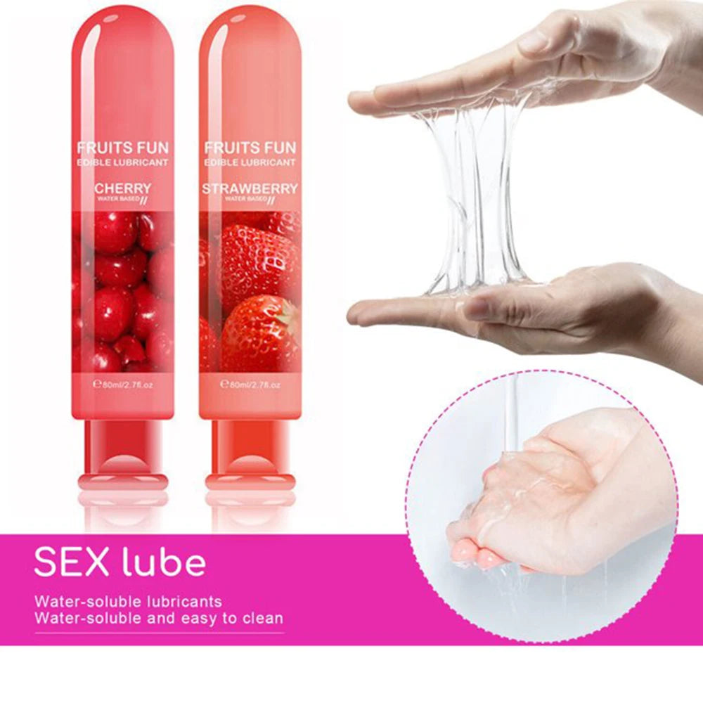 Lubricante con sabor a fruta para sex shop, lubricante vaginal, lubricante a base de agua, lubricante anal gay, lubricante sexual de 80 ml, juguetes sexuales para adultos.