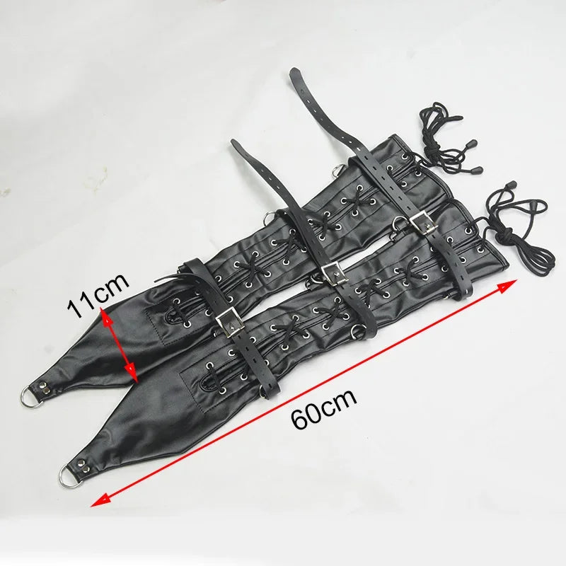 Camisa de fuerza BDSM / Brazalete, Brazalete de cuero de lujo, Guantes de bondage para la espalda, Juguetes sexuales para parejas, Sex Shop