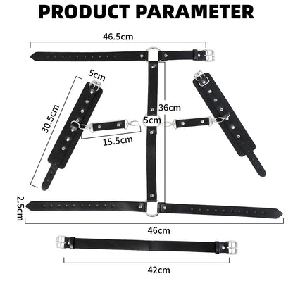 Esposas de sujeción BDSM, juguetes sexuales, correas ajustables de cuero PU para juegos SM para adultos, cuello a muñeca, detrás de la espalda