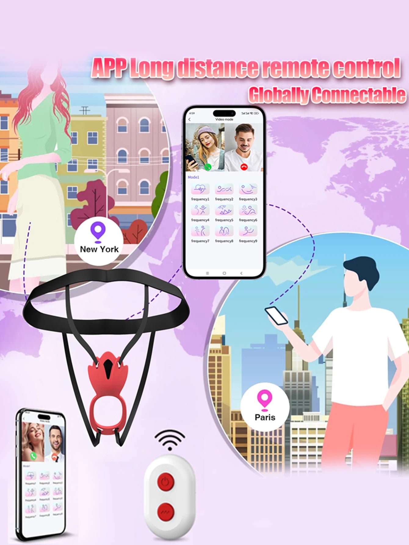 Female Portable Vibrator, 9 Vibrations, App Control, Penis Ring, Clitoral Stimulator, Adult Sex Toys for Women and Couples