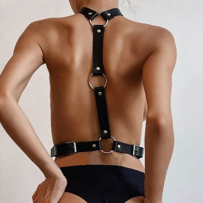 Arnés gótico BDSM de cuero sintético para glúteos y ligas, conjunto de lencería sexy para mujer, arnés de piernas para bondage corporal BDSM, conjuntos eróticos fetiche