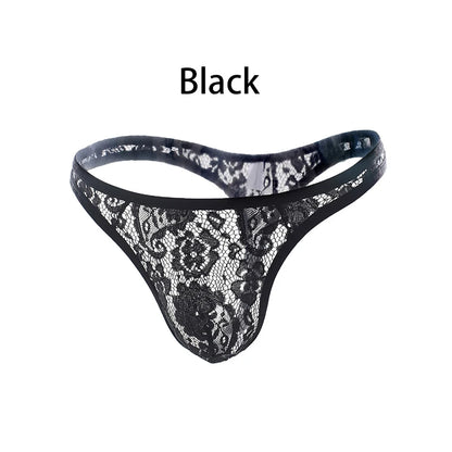 Tanga de encaje para hombre, ropa interior sexy, transparente, con bolsa en U, bragas eróticas