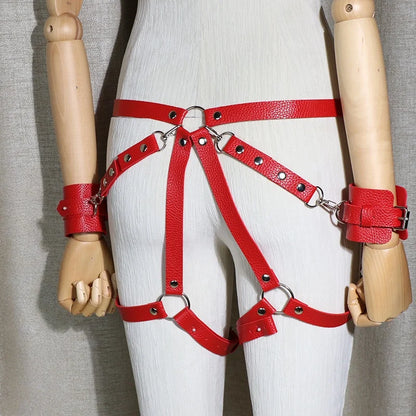 Kits de bondage BDSM, correas de sujeción con esposas en el trasero, esposas traseras para mujeres, juegos sexys para parejas, juguetes sexuales ajustables