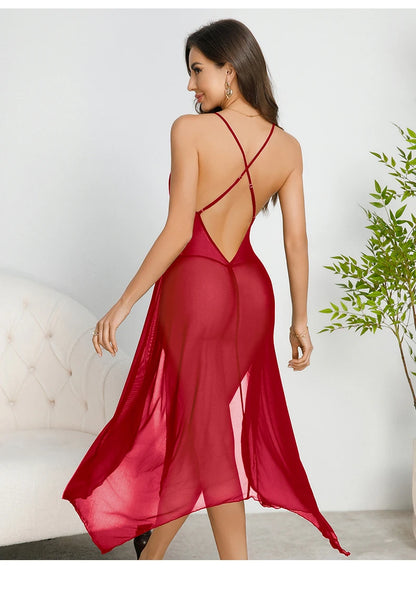 Lencería sexy femenina, transparente, de malla, con escote en V, sin espalda, sin mangas, con tirantes, para adultos, pijamas sexys para mujeres, discotecas.