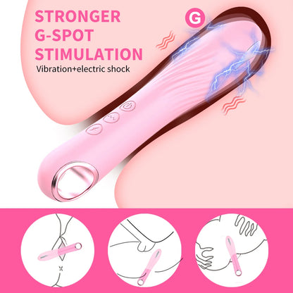 Vibradores de bala con descarga eléctrica para mujeres, consolador anal, punto G, estimulador de clítoris, vibrador de dedo, lápiz labial, juguete sexual femenino