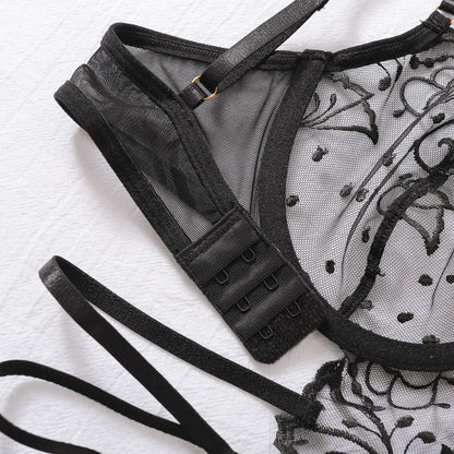 2024 Sexy Erotikkostüm Spitzenstickerei Aushöhlen Rückenfreies Netz Durchsichtig Erotik Weiblicher Teddybär Dessous Bodysuit