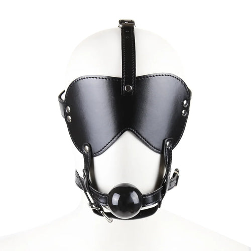 SM Leather Padded Hood Blindfold,Head Harness Mask Gag, BDSM Bondage ,Sex Toys for Couples Accessories