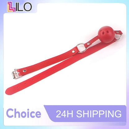 Mordaza de boca ajustable BDSM, bola de cuero sintético para adultos, juego de rol fetiche, accesorios para parejas, juguetes sexuales de bondage