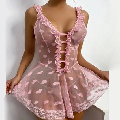 Lencería sexy para mujer, vestido transparente, vestido sin entrepierna, disfraz erótico femenino, conjunto de ropa interior sexy con escote en V profundo, camisón