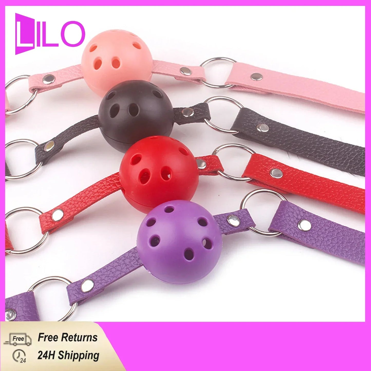 Mordaza de boca ajustable BDSM, bola de cuero sintético para adultos, juego de rol fetiche, accesorios para parejas, juguetes sexuales de bondage