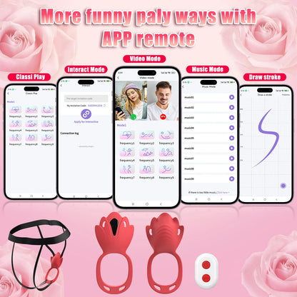 Female Portable Vibrator, 9 Vibrations, App Control, Penis Ring, Clitoral Stimulator, Adult Sex Toys for Women and Couples