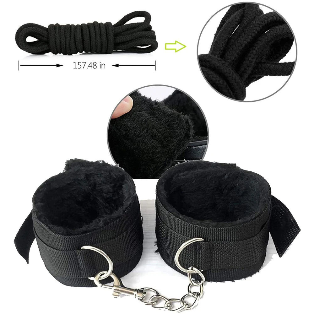 BDSM Sexy Kits Plüsch Sex Bondage Gear Handschellen Sex Spiele Peitsche Knebel Spielzeug für Erwachsene Exotisches Zubehör Sexspielzeug für Paarzubehör