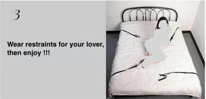 BDSM Bondage Fesselset für Paare – Verstellbare Handschellen &amp; Fußfesseln mit Bettgurten, weiche SM-Fesseln für erotische Spiele für Erwachsene