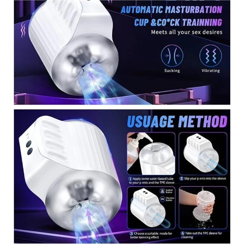 Sexspielzeug für Männer Männliche Masturbation realistische Vagina, rotierendes Muster der Penisstimulation Oralsexmaschine Sexspielzeug für Erwachsene