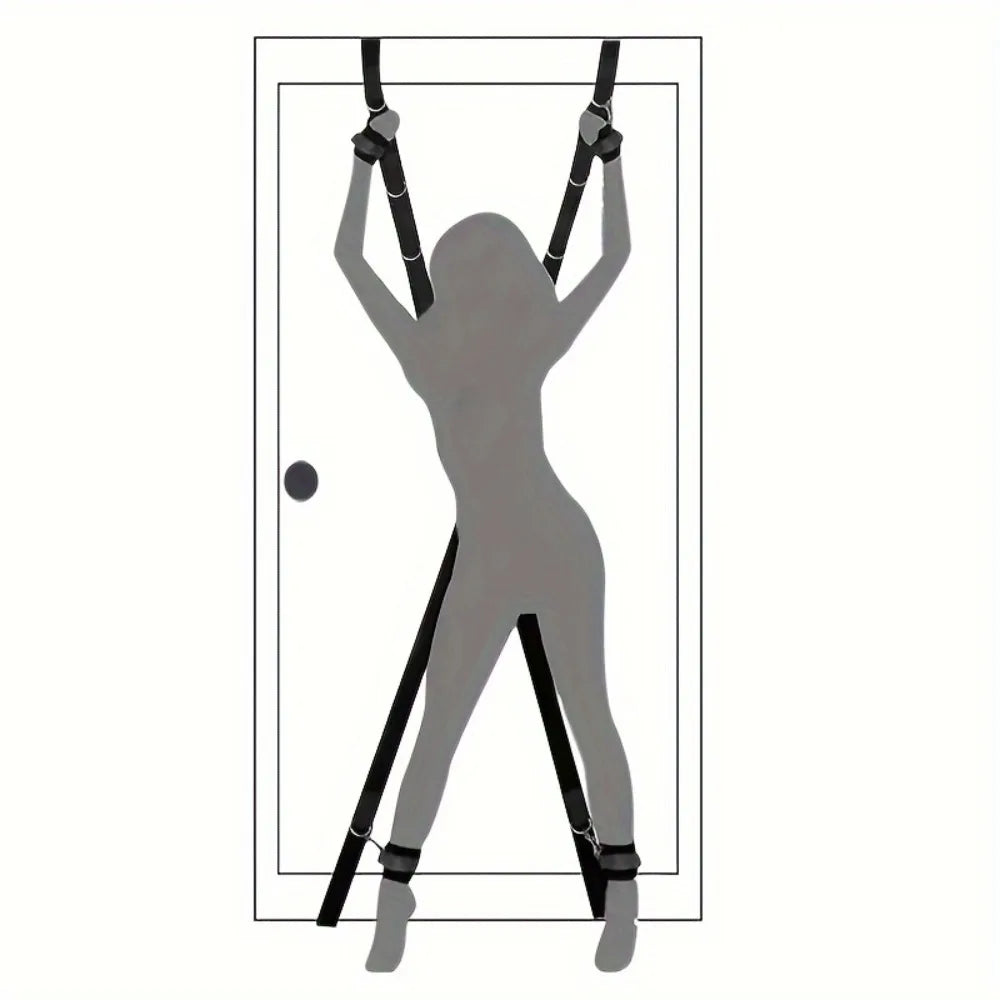 Columpio sexual BDSM ajustable para puerta, con correas ajustables, para colgar en la puerta, esposas, ataduras para muñecas y tobillos, juguetes sexuales.