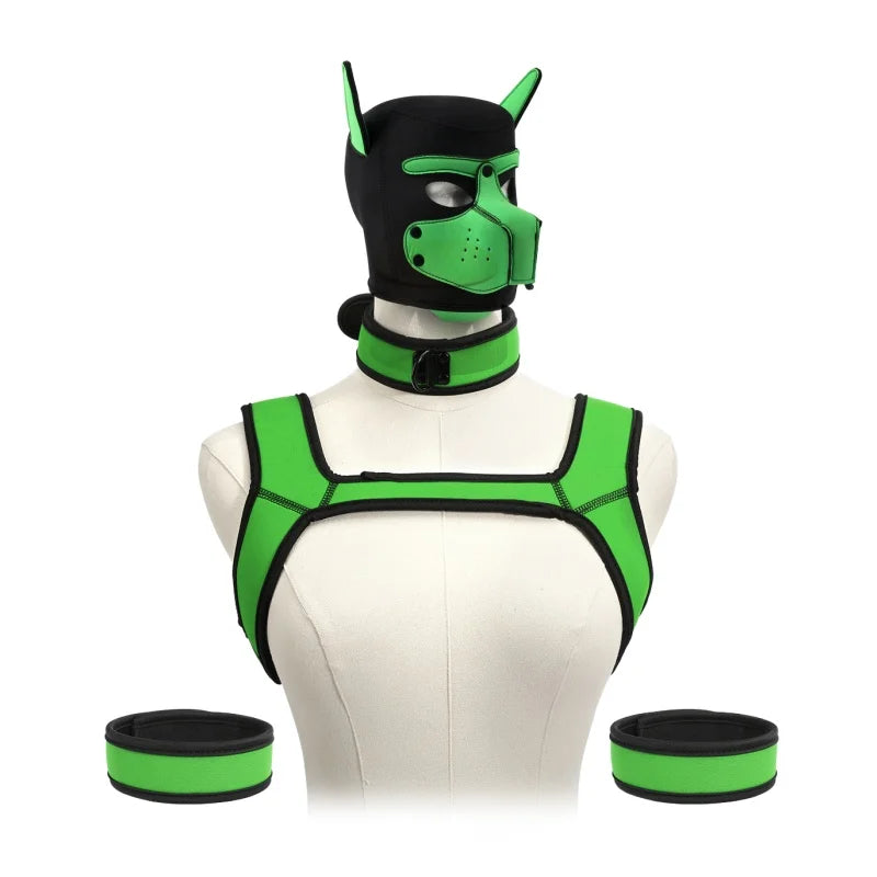 Kits de juguetes sexuales de aventura BDSM con capucha de máscara de cachorro juguetón, arnés de pecho de bondage para mujeres y hombres, juegos de rol, intimidad, tienda para adultos