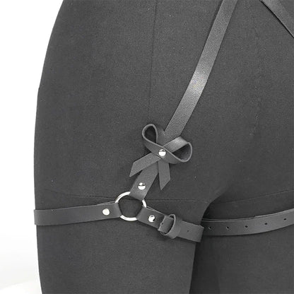 Arnés gótico BDSM de cuero sintético para glúteos y ligas, conjunto de lencería sexy para mujer, arnés de piernas para bondage corporal BDSM, conjuntos eróticos fetiche